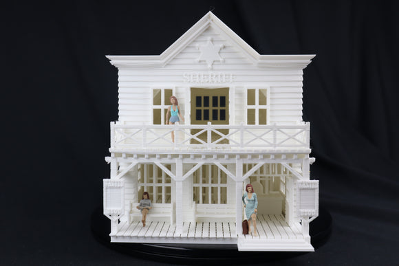 LARGE O-Scale Sheriff's Office Jail Assembled Built Including Interiors White by Gold Rush Bay