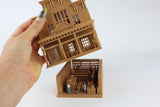 Wood Color Miniature HO Scale Old West Frontier General Store Built Includes Interiors