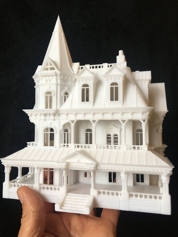 HO-Scale Miniature Victorian #12 Madam Sally House Assembled Gothic Train White