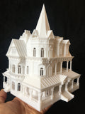 HO-Scale Miniature Victorian #12 Madam Sally House Assembled Gothic Train White