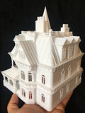 HO-Scale Miniature Victorian #12 Madam Sally House Assembled Gothic Train White