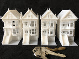 N-Scale Set of 4 Miniature Victorian Painted Ladies White Houses Assembled 1:160