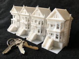 N-Scale Set of 4 Miniature Victorian Painted Ladies White Houses Assembled 1:160