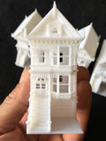 N-Scale Set of 4 Miniature Victorian Painted Ladies White Houses Assembled 1:160