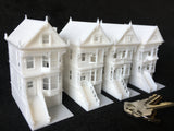 N-Scale Set of 4 Miniature Victorian Painted Ladies White Houses Assembled 1:160