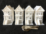 N-Scale Set of 4 Miniature Victorian Painted Ladies White Houses Assembled 1:160