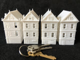 N-Scale Set of 4 Miniature Victorian Painted Ladies White Houses Assembled 1:160