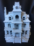FURNISHED Gray Miniature Haunted Mansion Victorian #4 House 1:87 HO Scale