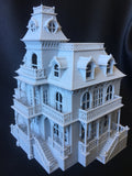 FURNISHED Gray Miniature Haunted Mansion Victorian #4 House 1:87 HO Scale