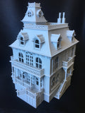 FURNISHED Gray Miniature Haunted Mansion Victorian #4 House 1:87 HO Scale