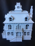 FURNISHED Gray Miniature Haunted Mansion Victorian #4 House 1:87 HO Scale