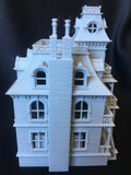 FURNISHED Gray Miniature Haunted Mansion Victorian #4 House 1:87 HO Scale