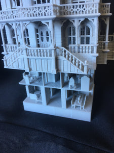 FURNISHED Gray Miniature Haunted Mansion Victorian #4 House 1:87 HO Scale