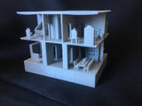 FURNISHED Gray Miniature Haunted Mansion Victorian #4 House 1:87 HO Scale