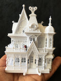 N-Scale "Nob Hill" house White Miniature Mansion by Gold Rush Bay (1:160) Including Interiors