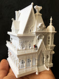 N-Scale "Nob Hill" house White Miniature Mansion by Gold Rush Bay (1:160) Including Interiors