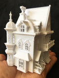 N-Scale "Nob Hill" house White Miniature Mansion by Gold Rush Bay (1:160) Including Interiors