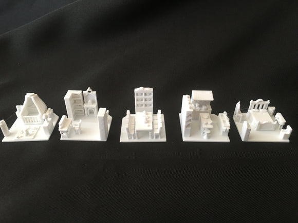 Paintable Miniature House Interior Set (5 White Rooms) - Fits Gold Rush Bay Victorian models