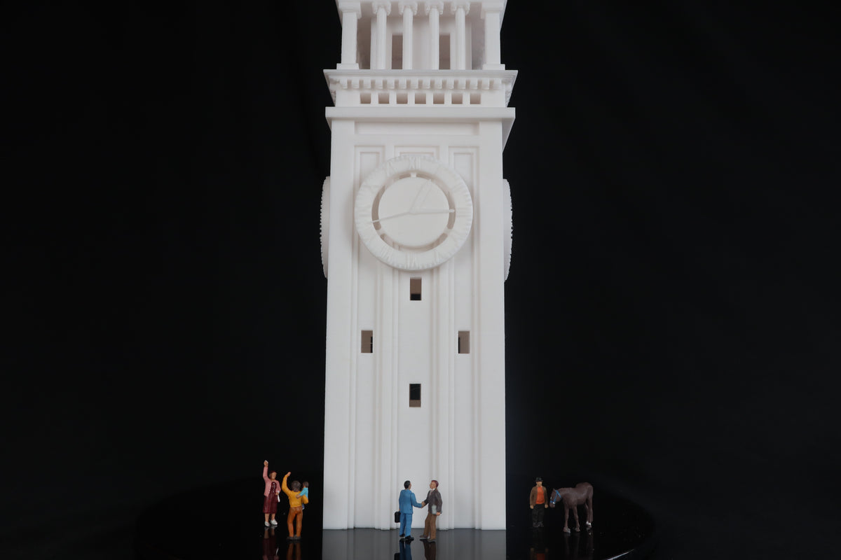 Miniature Clock Tower HO Scale for train model White – Gold Rush Bay