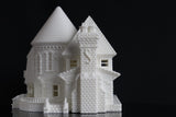 Gold Rush Bay Tudor Style "Castle House" White HO-Scale 1:87 INCLUDING INTERIORS