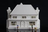 Gold Rush Bay Tudor Style "Castle House" White HO-Scale 1:87 INCLUDING INTERIORS