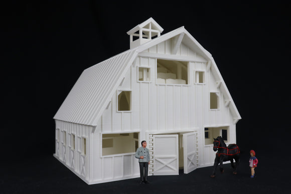 Large Miniature O-Scale1:48 White Old West Barn Built with Interiors