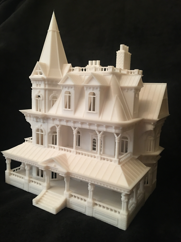 N-Scale Miniature Victorian #12 Madam Sally House Assembled Gothic Train White