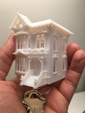 N-Scale White Built Victorian Miniature #2 Stick Style House Model Train 1:160