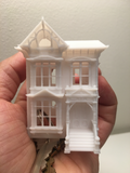 N-Scale White Built Victorian Miniature #2 Stick Style House Model Train 1:160