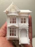 N-Scale White Built Victorian Miniature #2 Stick Style House Model Train 1:160